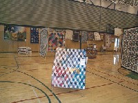 #334. Quilt Show - Susans charm quilt, west wall quilts