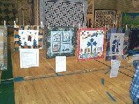 #503. 1 st clothes line - (angel with stars, birdhouse, plane w/ quilt show and tell)