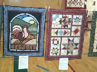 #547. Close Ups - 2nd clothes line (stained glass rouster, thread and stars)